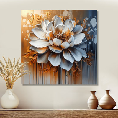 Fleur transitionnelle dorée abstraite III - art mural floral abstrait en métal
