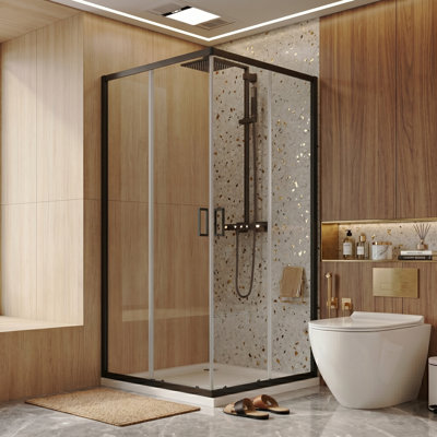 36"D x 36"W x 72"H Framed Corner Shower Enclosure, Square Shower Enclosure, Nano Easy Clean Coating Glass