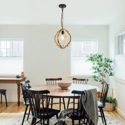 1-Light Boho Chandelier, Solid Wood Chandelier For Diningroom, Living Room,Foyer, Kitchen Island(Bulb Not Included)
