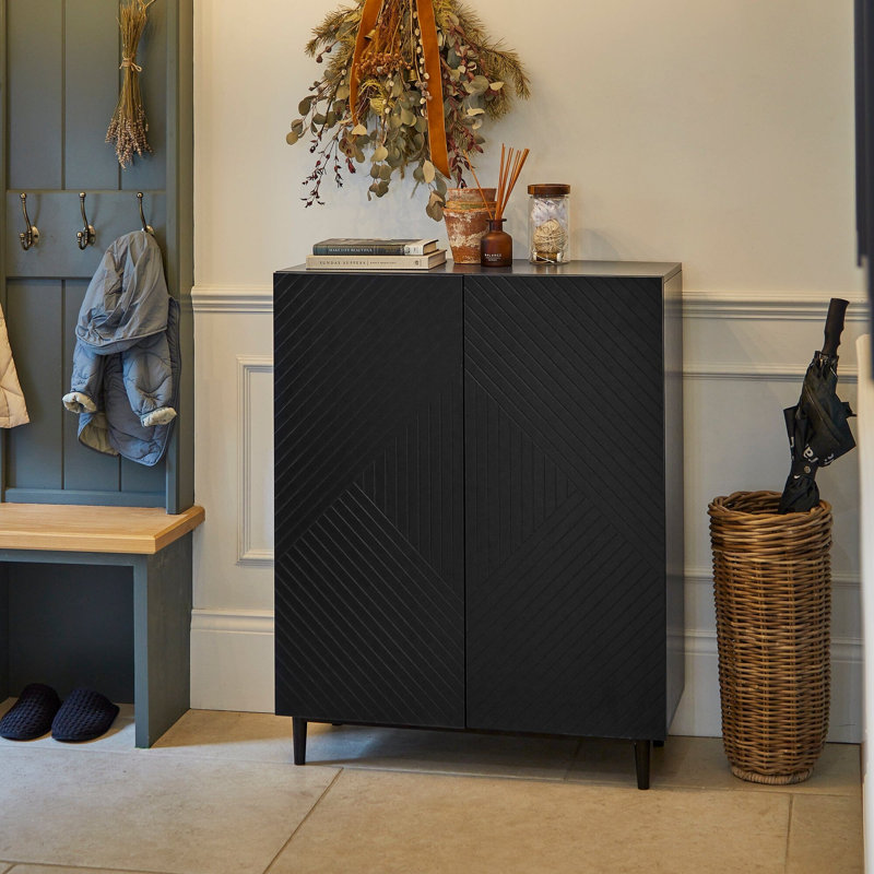 Addae 8 Pair Shoe Storage Cabinet, Black