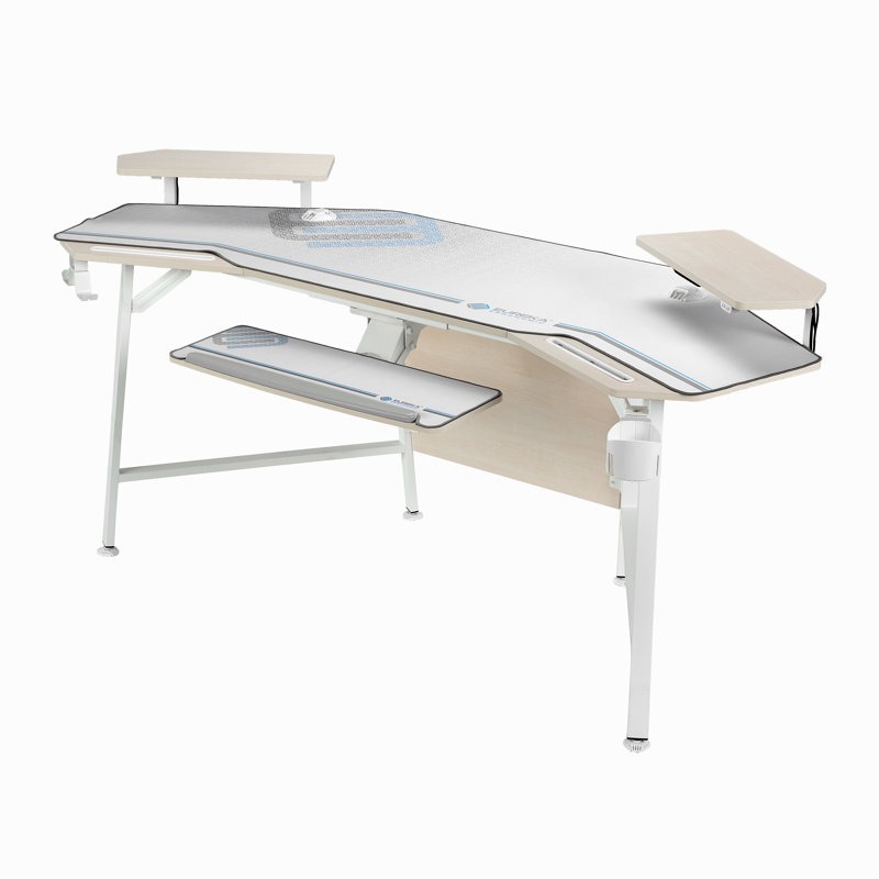 Bureau de studio 72 po avec plateau pour clavier Inbox Zero Mariandi, Érable / Blanc