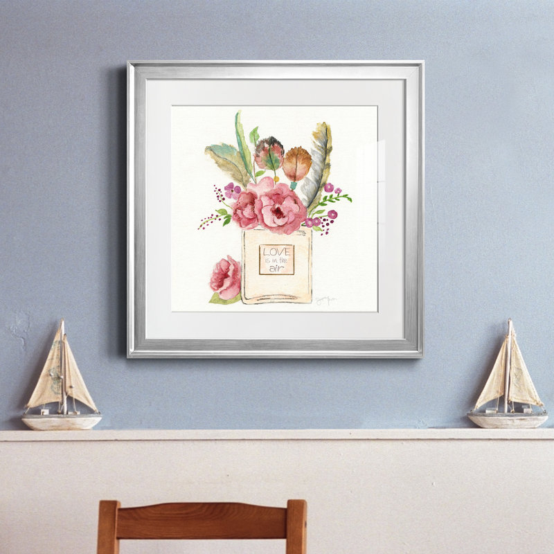 Boho Bouquet II - peinture encadrée, Cadre argenté, H 17,5 po x l 17,5 po x P 1,5 po