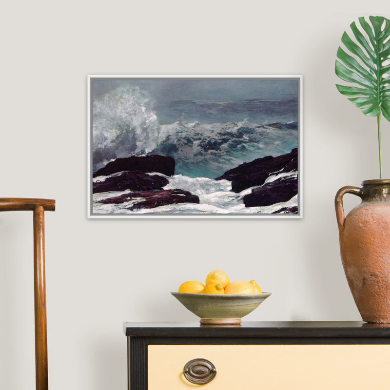« Maine Coast » par Winslow Homer, reproduction d’art, H 18 po x l 26 po x 1,75 po, Cadre noir