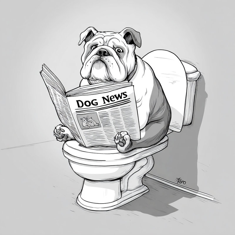 «Dog News Break», art mural sur toile tendue, H 40 po x l 40 po