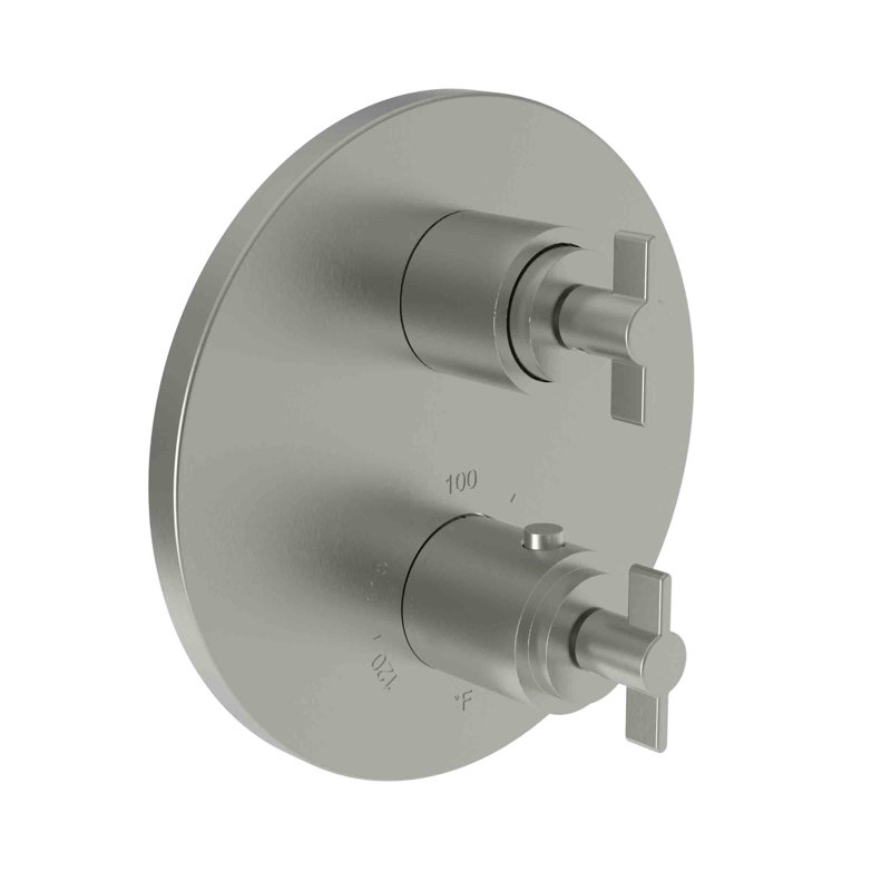 Tolmin 1/2" Round Thermostatic Trim Plate With Handle, Satin Nickel (PVD)