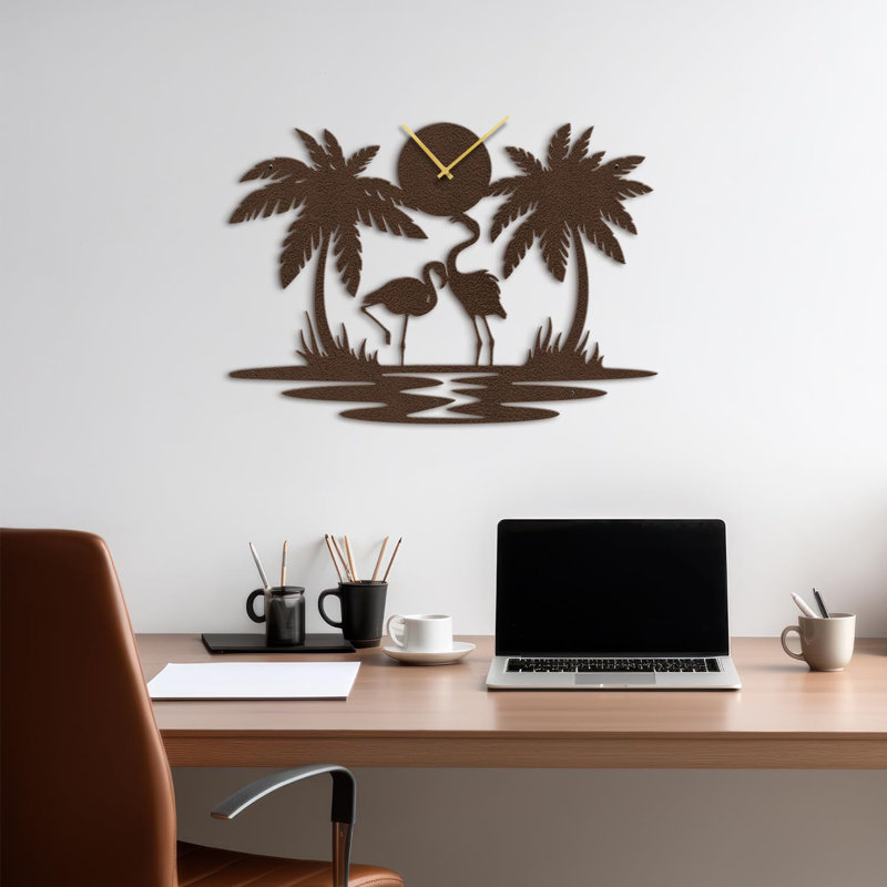 Metal Wall Clock, Bronze, 30" W x 30" H