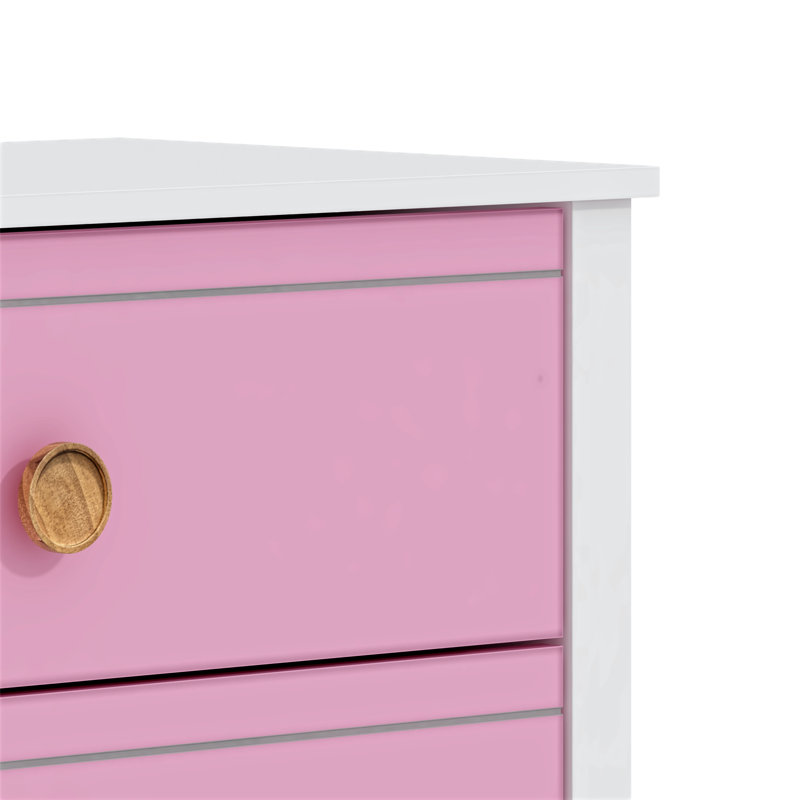 Bustillo 30.7'' Wide 5 -Drawer Chest, White/Light Pink/Baby Pink