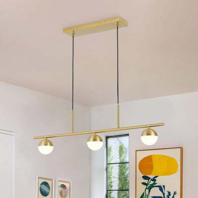 Lustre linéaire à 3 lumières Mid-Century