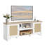 Meuble télé bohème en rotin, centre multimédia en bois avec tablette de rangement-604050017