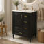 Meuble-lavabo moderne de 61 cm (24 pouces) avec lavabo en céramique, porte à fermeture douce, 3 tiroirs et poignées dorées-537682854-537682872-537682876