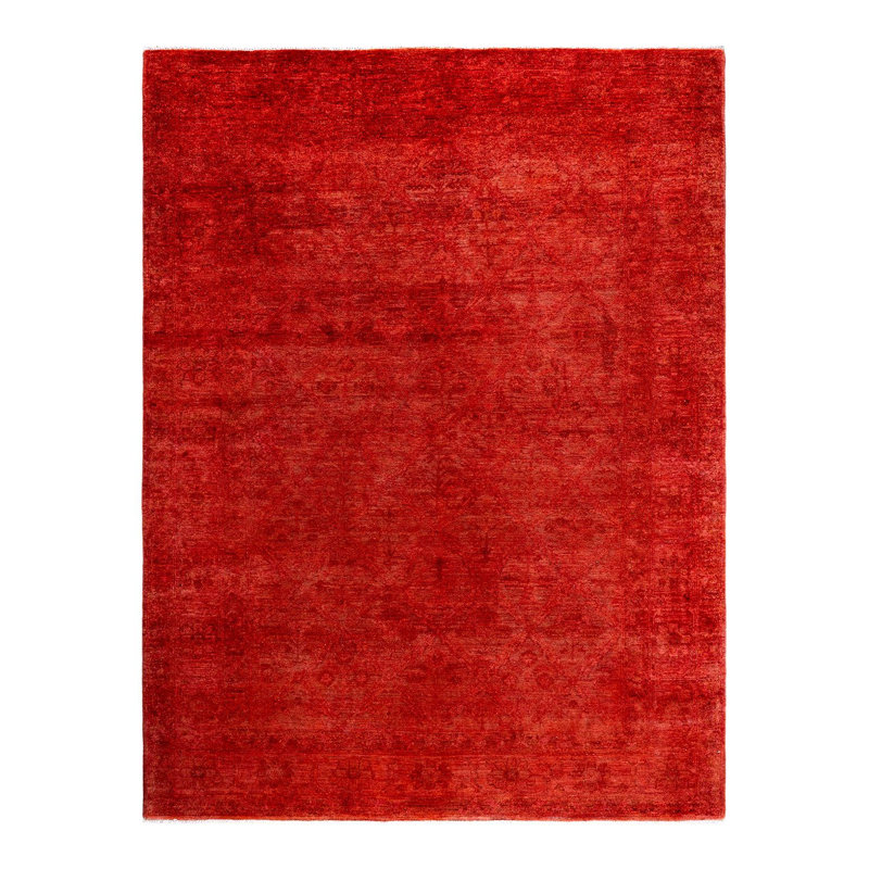 Tapis unique orange / rouge 6 pi 8 po x 8 pi 8 po Overdyed