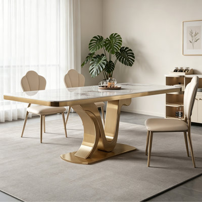 Simple Rectangle Sintered Stone Dining Table