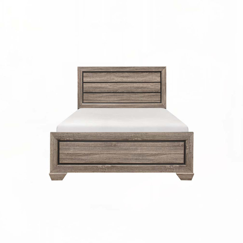 Lit à panneau de style contemporain avec tête de lit en bois, Grand