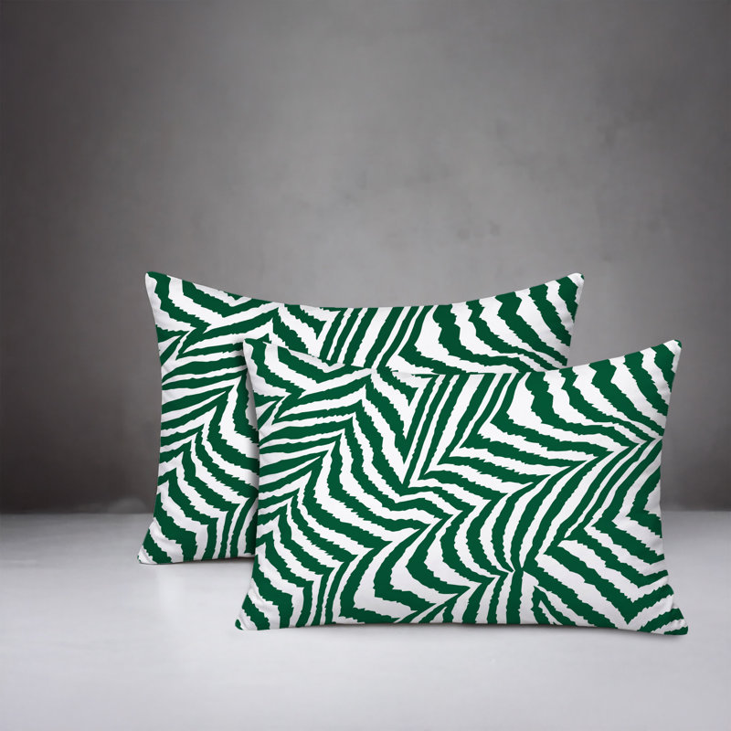 Coussin intérieur / extérieur à imprimé zébré Lola, 20 po x 14 po, Green