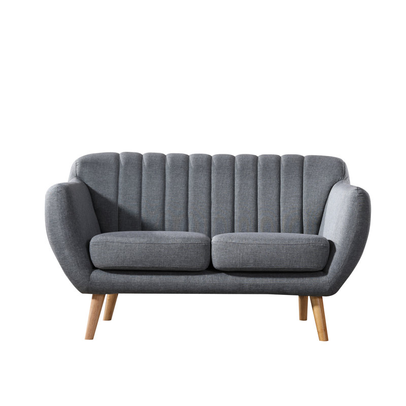 Villalba 73.2'' Upholstered Sofa, Gray Linen, 33.5" H x 59.7" W x 33" D, 2