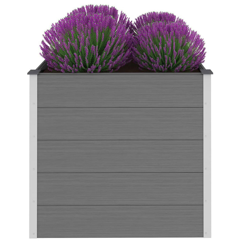 Raised Garden Bed Raised Flower Bed with Open Bottom Plant Box Gray WPC, 39.4" x 39.4" x 35.8"