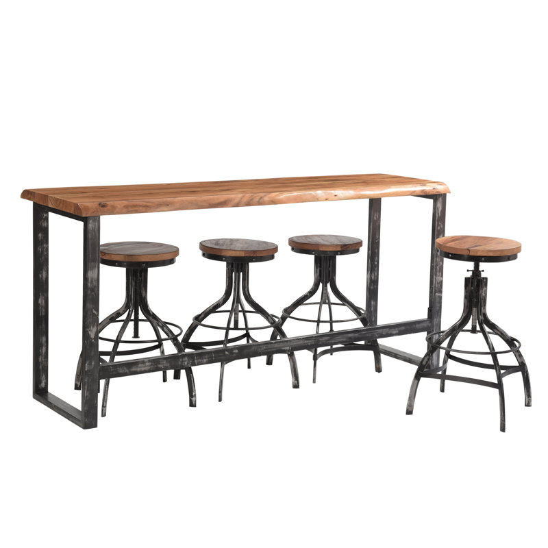 Tabouret réglable, fabriqué en bois massif et en fer, 22 x 22 x 29