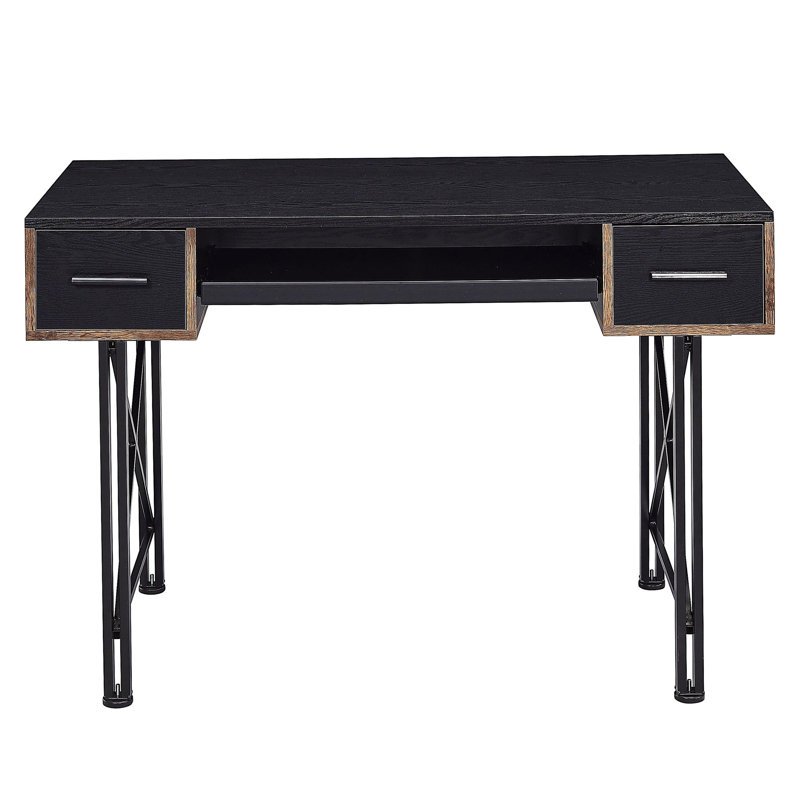 Black computer desk with keyboard tray