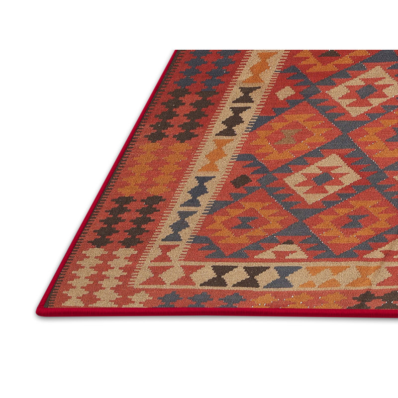 Tapis de zone rouge/brun contemporain, Rectangle 5 pi x 7 pi