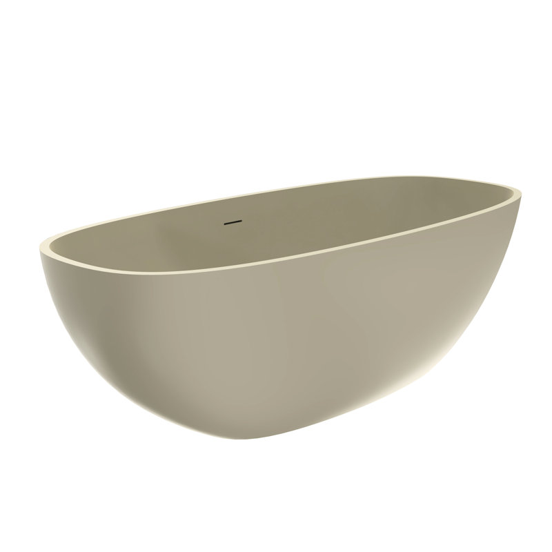 Baignoire à surface solide de 66,9 x 29,5 x 21,7 po, autoportante, finition mate, forme ovale, bonde centrale, confortable baignoire autoportante avec surface, sensation de luxe moderne