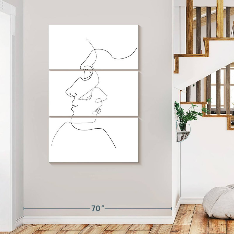 " Two Faces Couple " by Avery S 3 - Pieces, 48" H x 74" W x 1.25" D