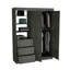 Armoire Kenya avec porte double, trois tiroirs, tablette à 3 niveaux et double tringle