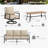  All-Weather Hand-Woven PE Rattan Outdoor Sofa Set with Cushions and Wood-Grain Metal Table