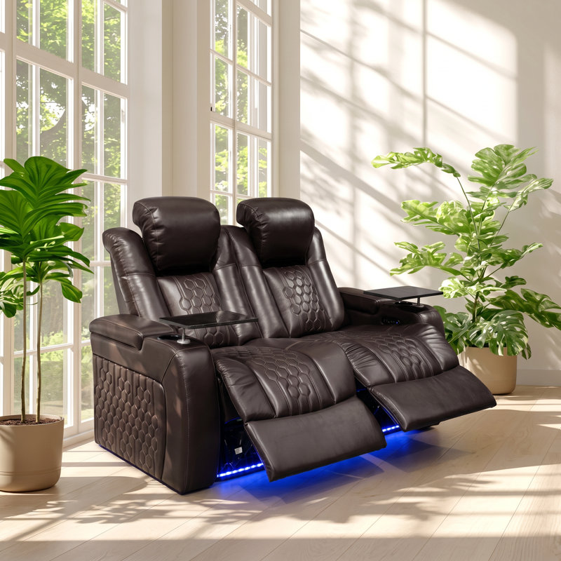 Fauteuil inclinable électrique en cuir nappa à grain supérieur l 31,1 po x P 38,6 po