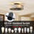 20" Matte Black Fabric Drum Flush Mount Ceiling Fan with Lights,6-Speed Low Profile Enclosed Caged Fandelier w/Remote