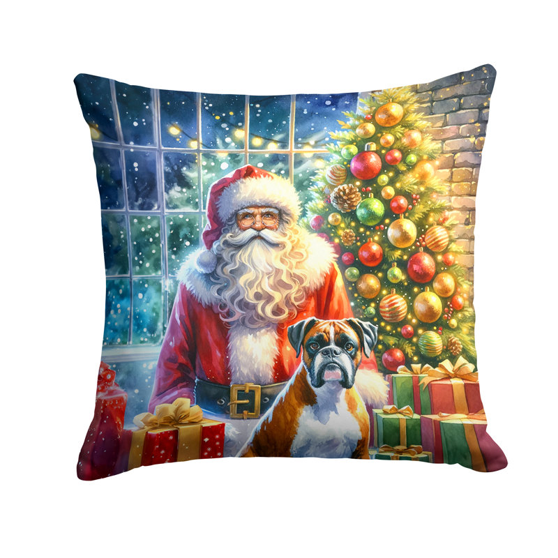 Coussin Boxer and Santa Claus, H 18 po x l 18 po