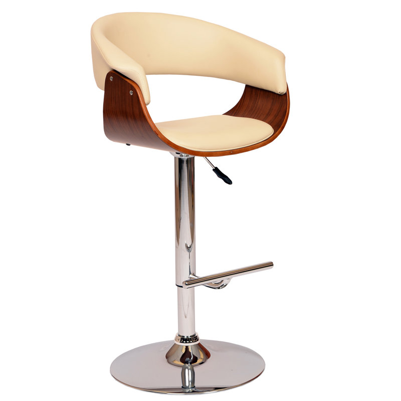 Tani Swivel Upholstered Adjustable Height Counter Stool with Metal Frame, Cream