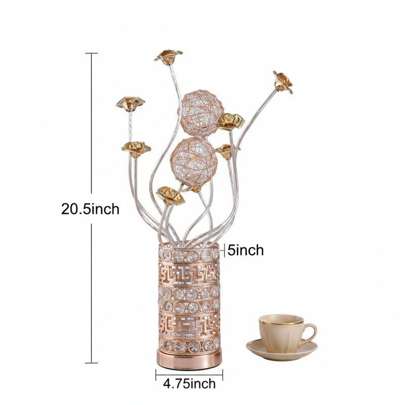 Lampe de table en aluminium à bourre de cuivre et fil d'argent en aluminium pour salon, table de chevet, lampe de chevet pour chambre à coucher, lampe DEL
