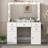Makeup Vanity Table with Lighted Mirror, Tempered-glass Top, and Quick Charging Socket-491654266