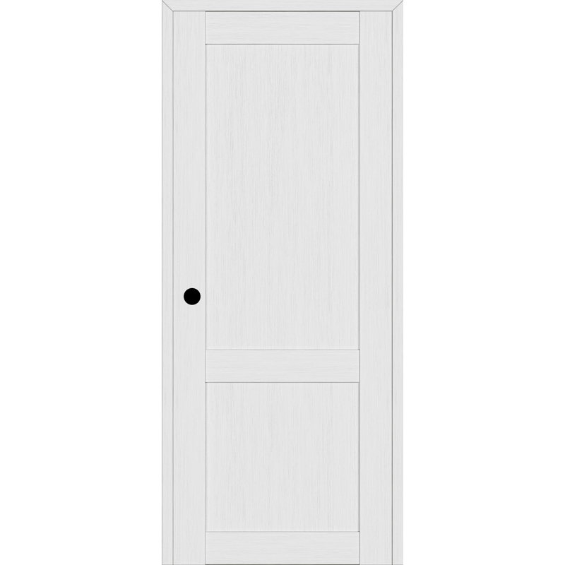 Porte pré-suspendue simple en bois manufacturé 2 panneaux à 2 panneaux, 31,75 po x 79,375 po, Blanc noble, Oui