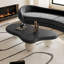 Table basse en forme de nuage avec 3 pieds sphériques avec plateau noir et pieds blancs (47 pouces)-2118850521-2118850525