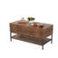 Table basse à plateau relevable 39,4 pouces de style campagnard rectangulaire avec rangement caché et tablette inférieure Pieds en acier robustes pour le salon brun rustique