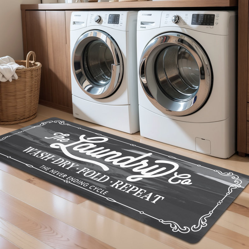 Tapis de cuisine lavable antidérapant 2 pi x 5 pi Farmhouse, Gris