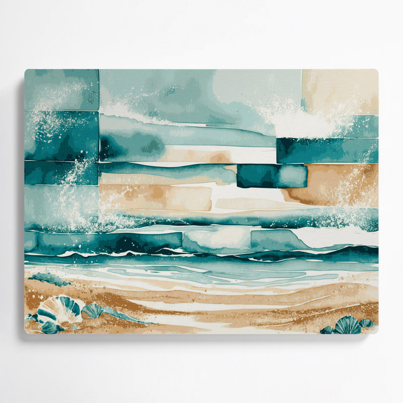 Art mural en métal beige Coastal Beach Block Deluxe, H 8 po x l 10 po