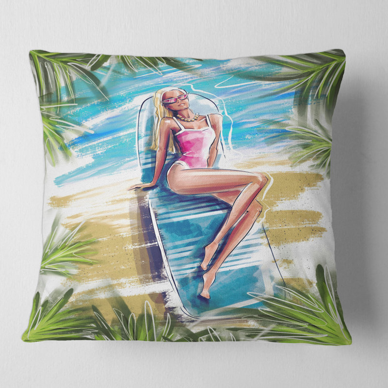 Magnifique housse de coussin carrée pour bronzer sur la plage, 18" x 18"
