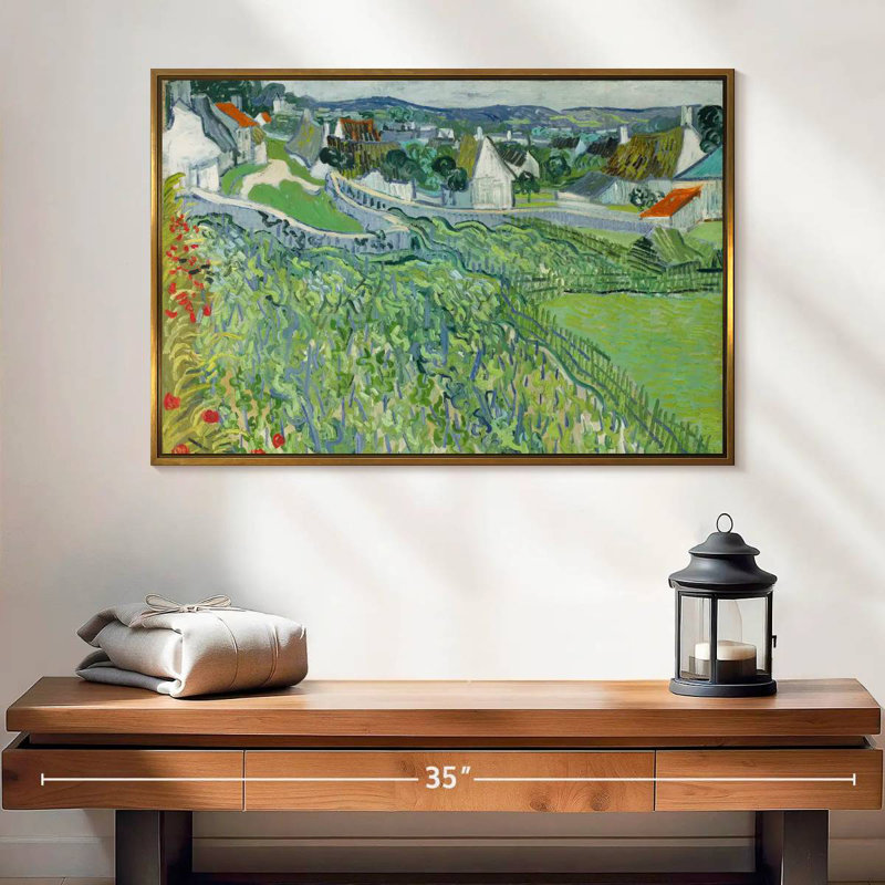 Vignobles à Auvers, 25 po x 17 po, Cadre flottant doré