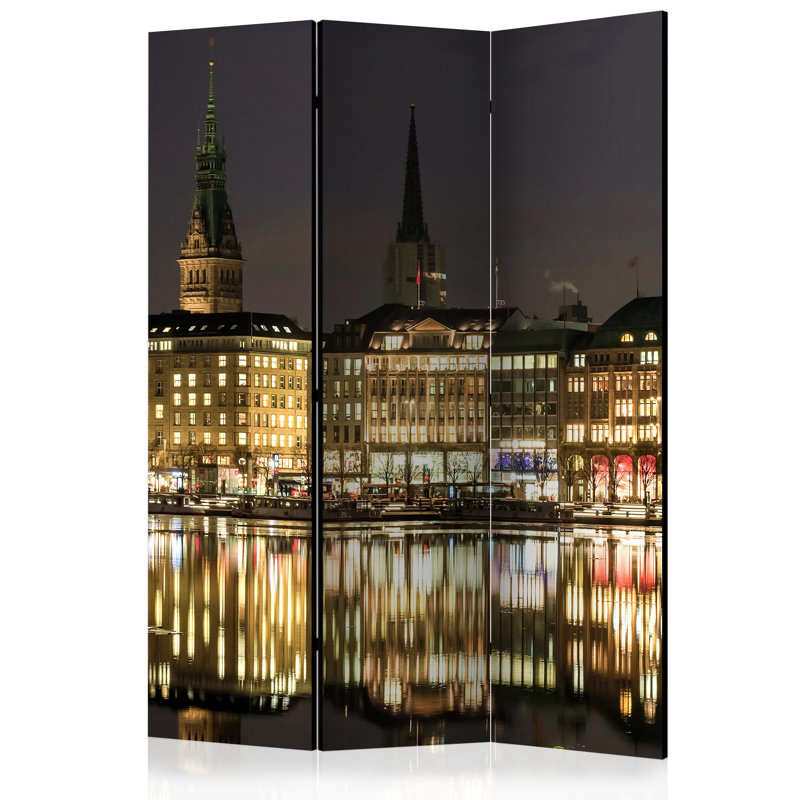 Hanskarl 135cm W x 172cm H 3 - Panel Solid Wood Folding Room Divider