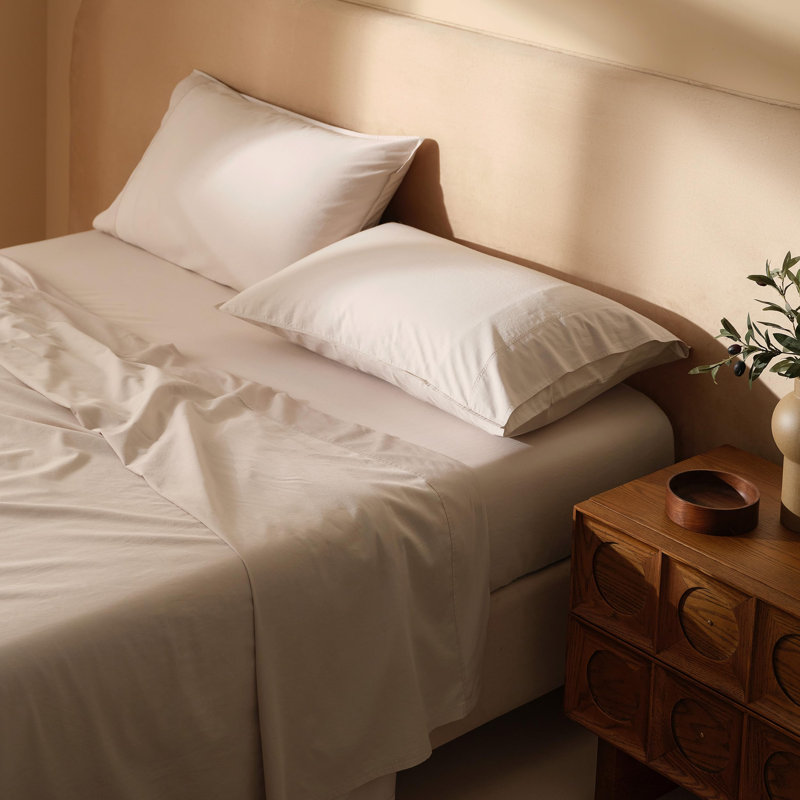 Ensemble de draps en coton à double point Cashmere Pima, Ensemble de draps pour lit double, Avoine