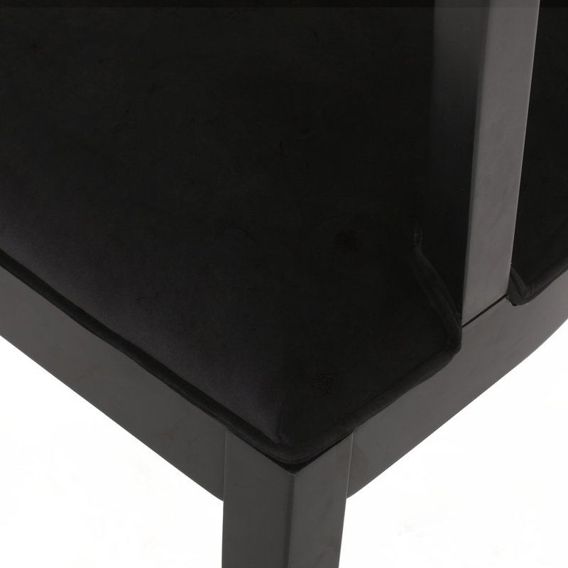 Black Velvet Upholstered Wood and Cane Arm Chair Set