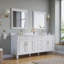 Meuble-lavabo autoportant en bois massif Gamella l 80 po x H 35 po avec comptoir en quartz blanc Carrera résistant aux taches et lavabo double, blanc-1536459233-1500794680