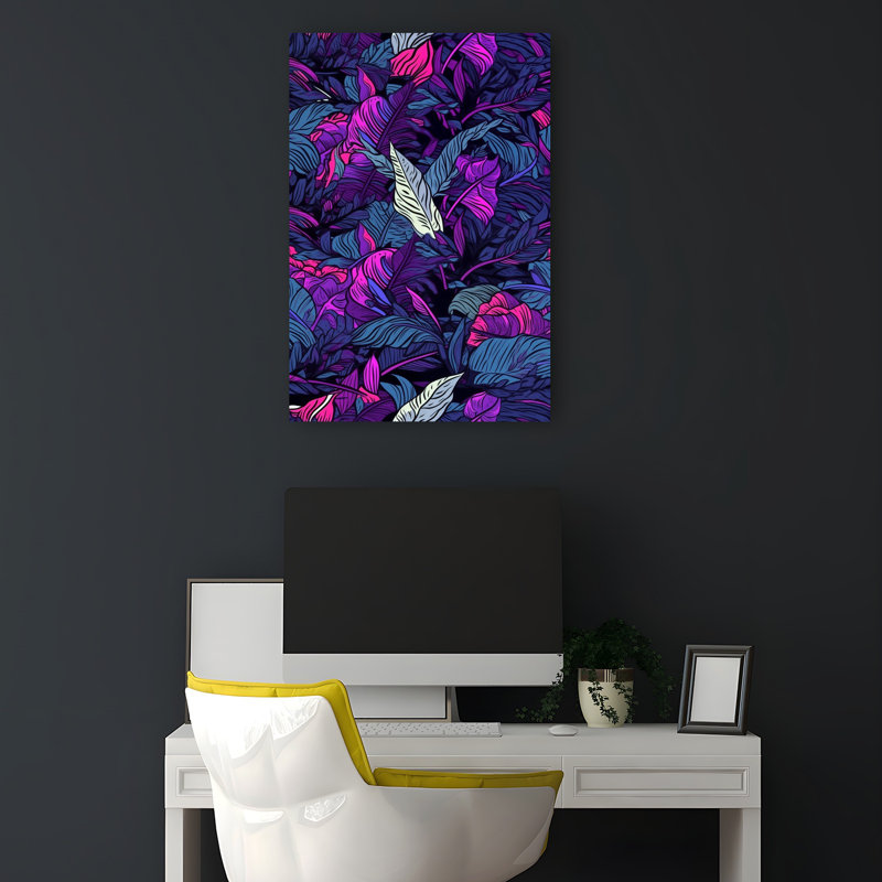 Art mural Neon Jungle Night, 18" H x 12" W