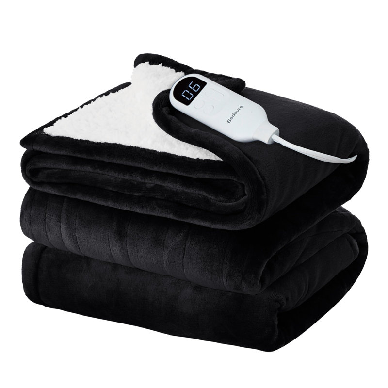 Couverture chauffante pour l'hiver, couverture électrique en flanelle douce avec 4 réglages de temps, 6 réglages de chauffage