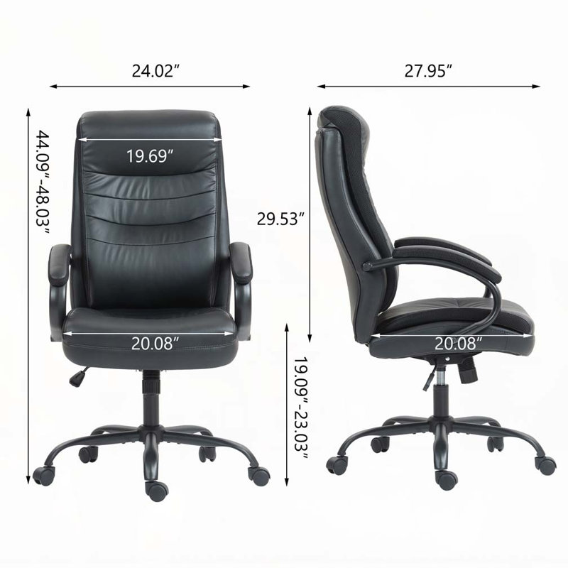 Chaise de bureau en polyuréthane à haut dossier: 9131HJ-PU-KD