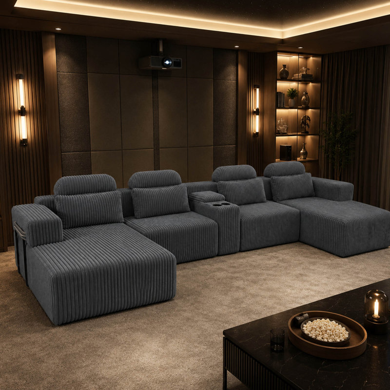Canapé modulaire en U avec porte-gobelets Modern, Gris