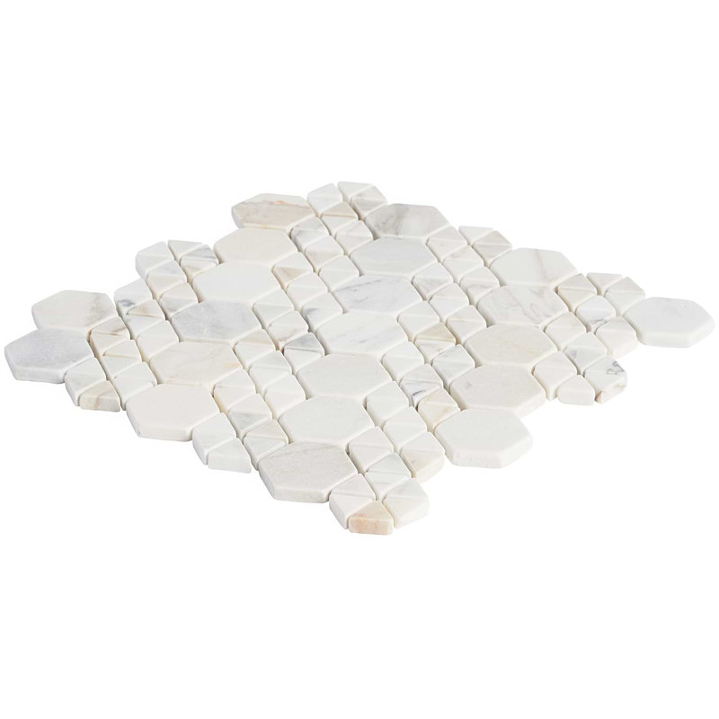 Aspekt 12x12 Hexagon Honed Calacatta Marble Mosaic Tile