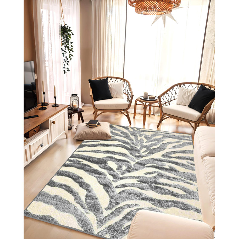 Modern Shaggy Rug Abstract Geometric Rug Indoor For Living Room Bedroom Design 1519 (5X8 (5'2"X7'5"),Grey)